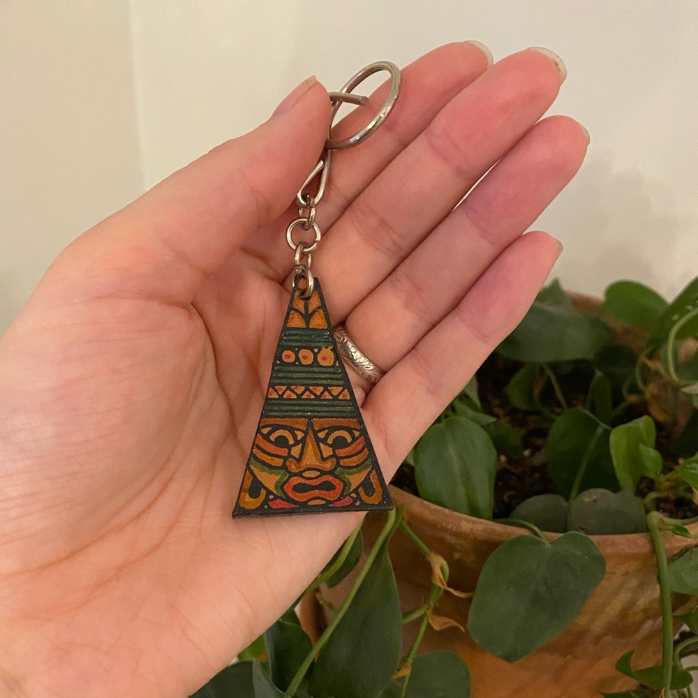 Vintage Leather Handmade Tribal Keychain